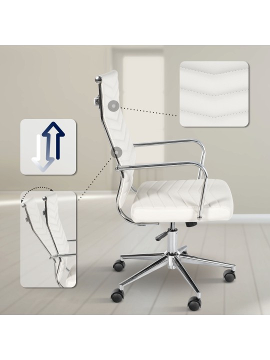 Kontorstol Canby imiteret læder, hvid