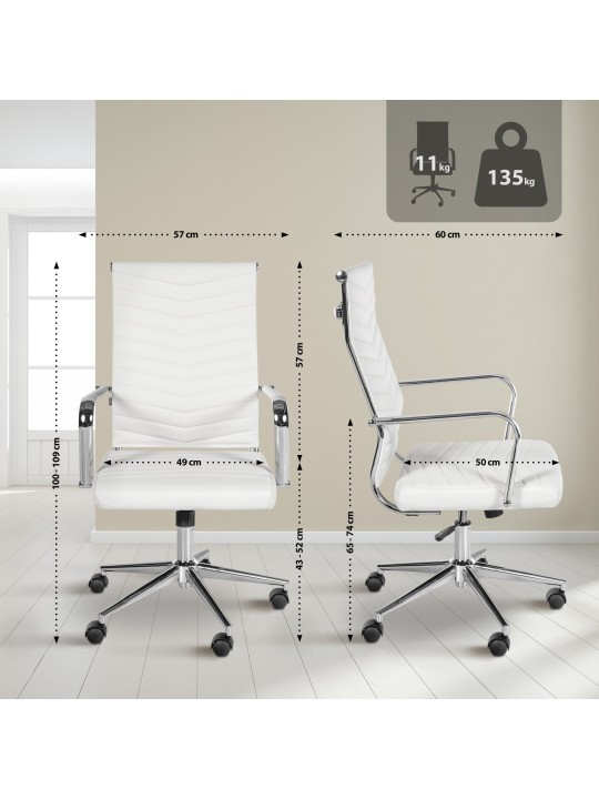 Kontorstol Canby imiteret læder, hvid