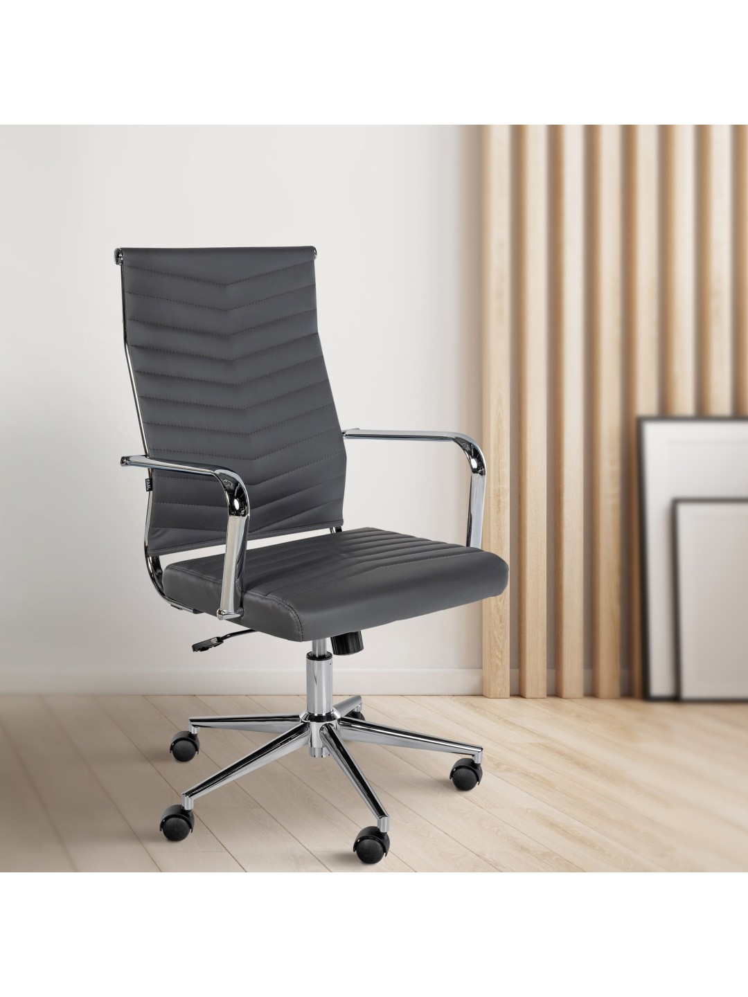 Kontorstol Canby imiteret læder, grå