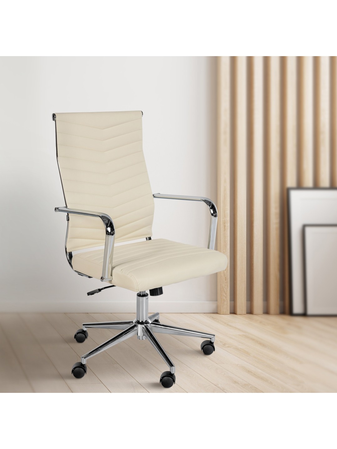 Kontorstol Canby imiteret læder, creme