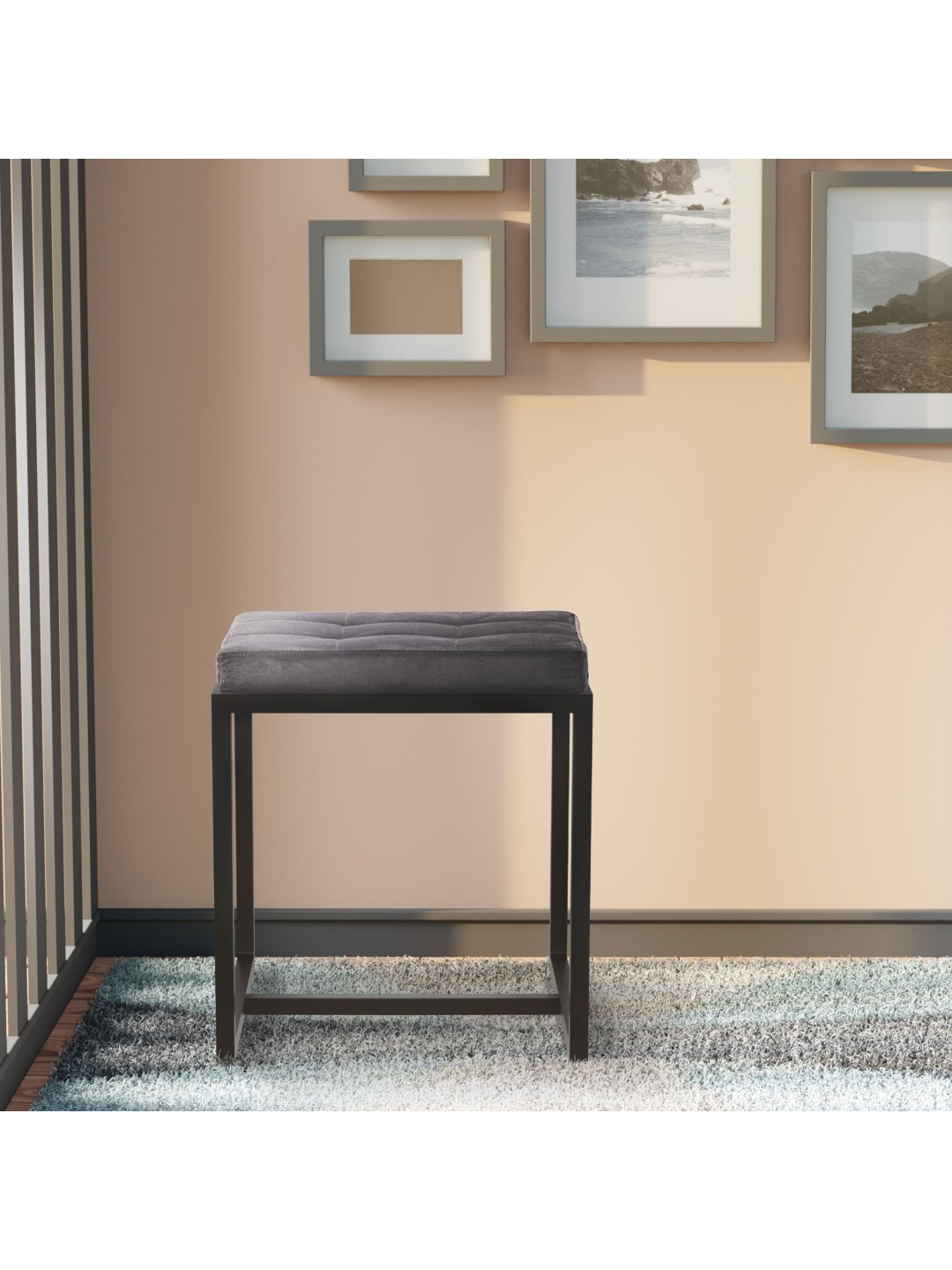 Taburet Barci B fløjl, mørkegrå