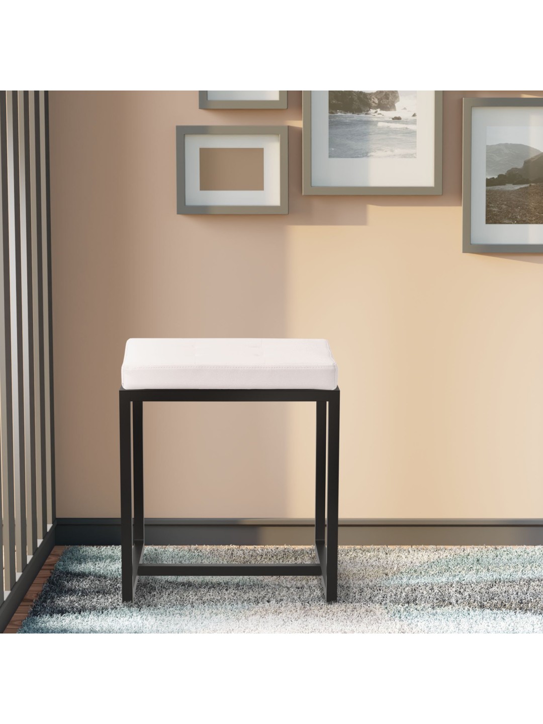 Taburet Barci B imiteret læder, hvid