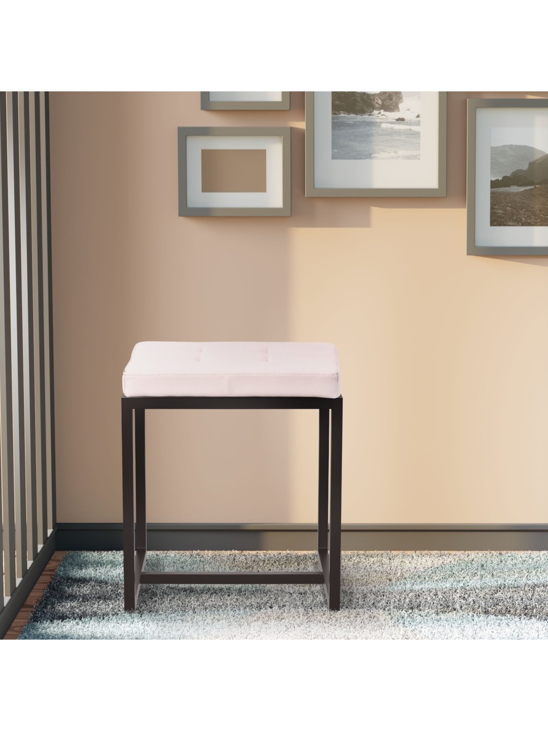 Taburet Barci B imiteret læder, creme