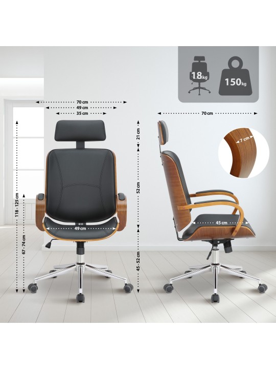 Kontorstol Dayton, valnød/sort