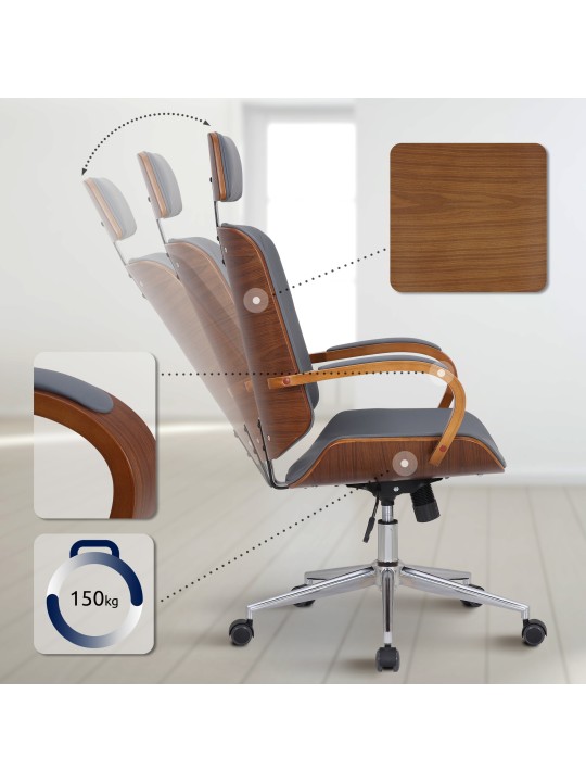 Kontorstol Dayton, valnød/grå