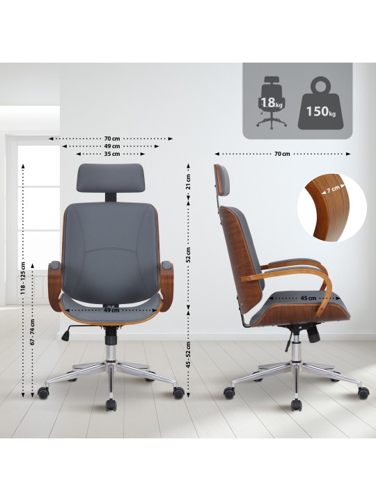 Kontorstol Dayton, valnød/grå