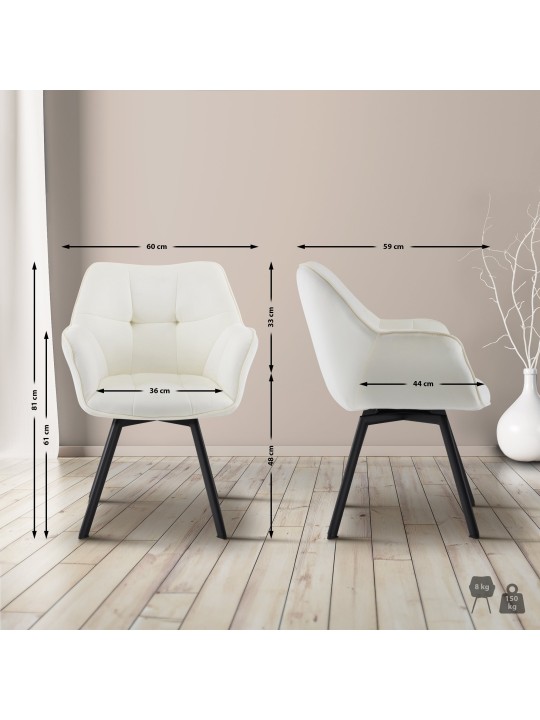 Spisestuestol Jordi fløjl, creme