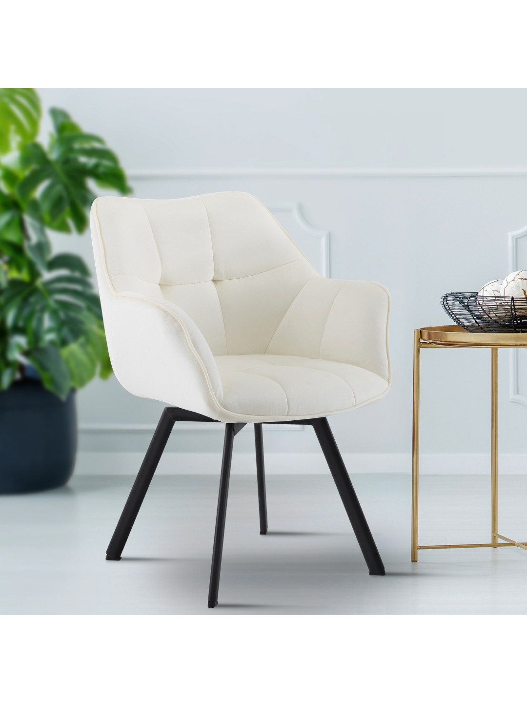 Spisestuestol Jordi fløjl, creme