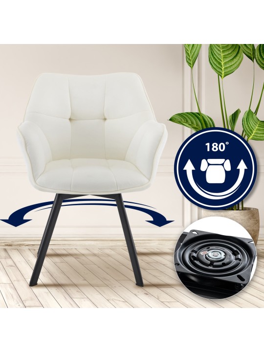 Spisestuestol Jordi fløjl, creme