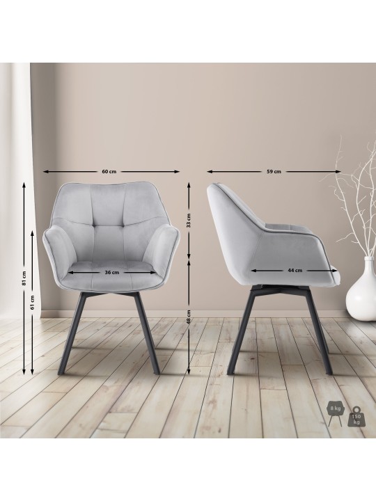 Spisestuestol Jordi fløjl, mørkegrå Spisestuestol Jordi fløjl, mørkegrå