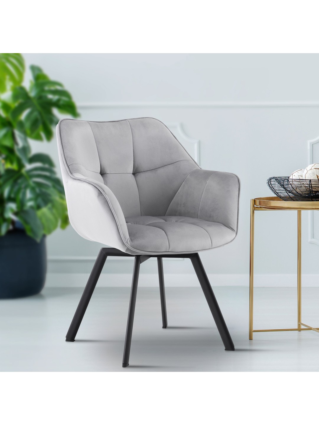 Spisestuestol Jordi fløjl, mørkegrå