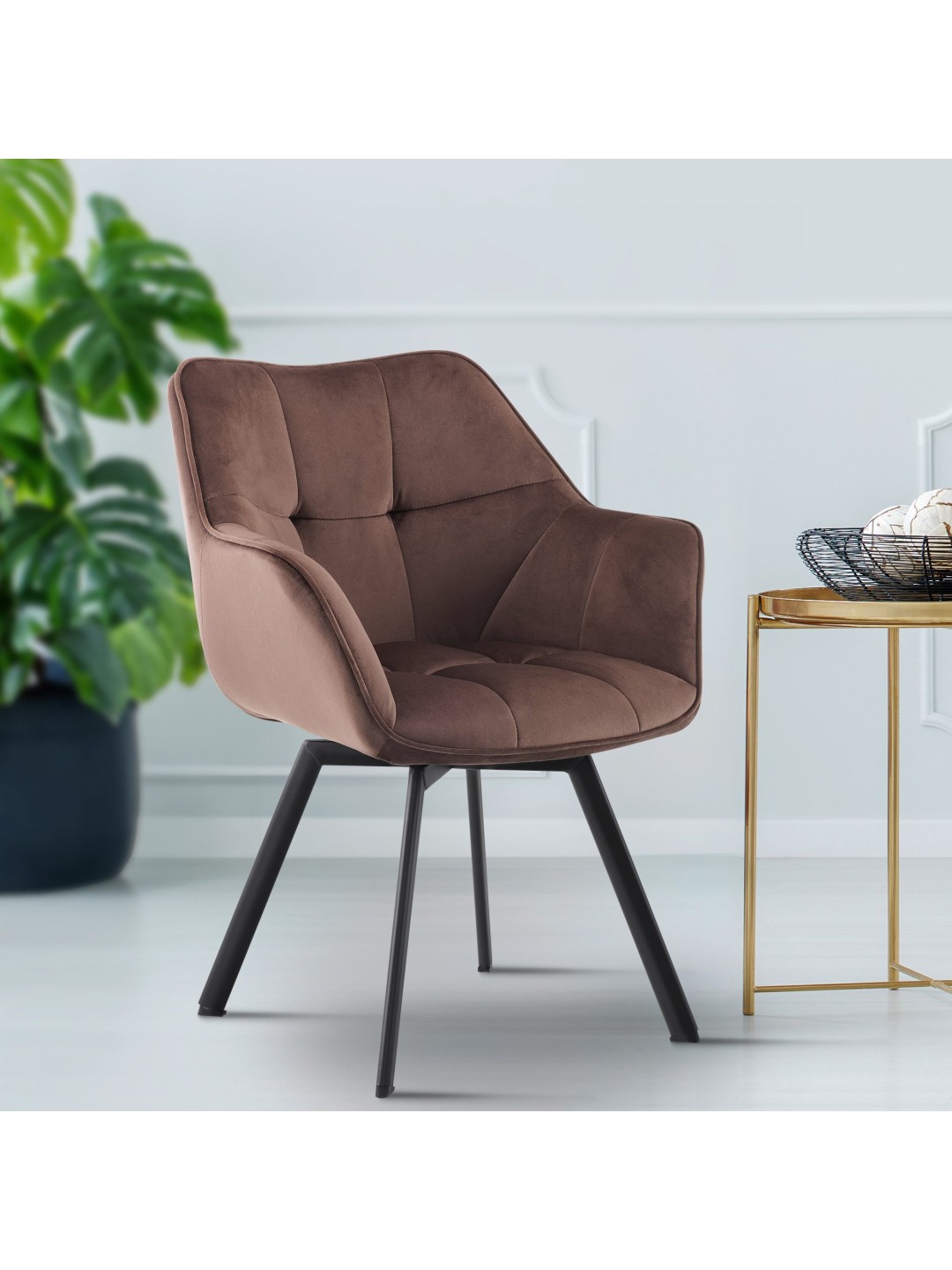 Spisestuestol Jordi fløjl, brun