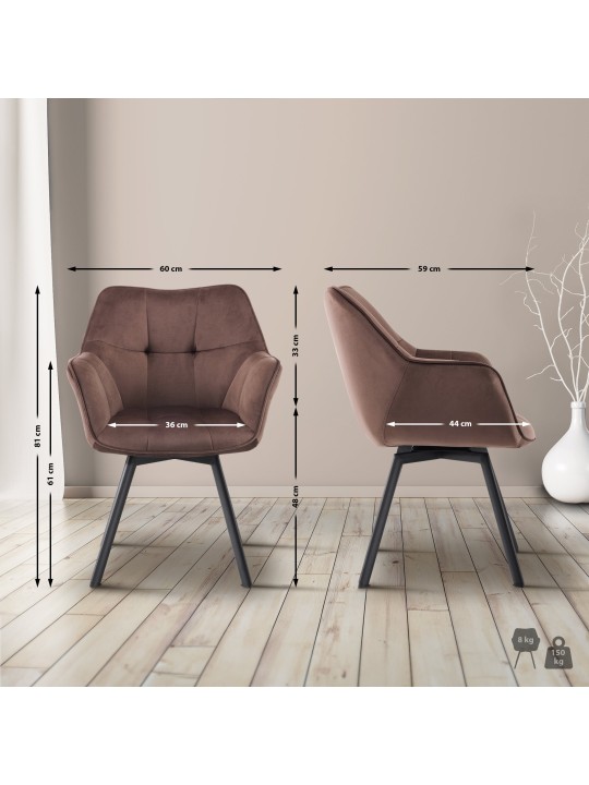 Spisestuestol Jordi fløjl, brun Spisestuestol Jordi fløjl, brun