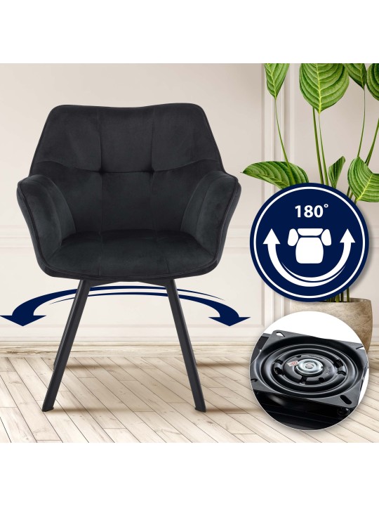 Spisestuestol Jordi fløjl, sort