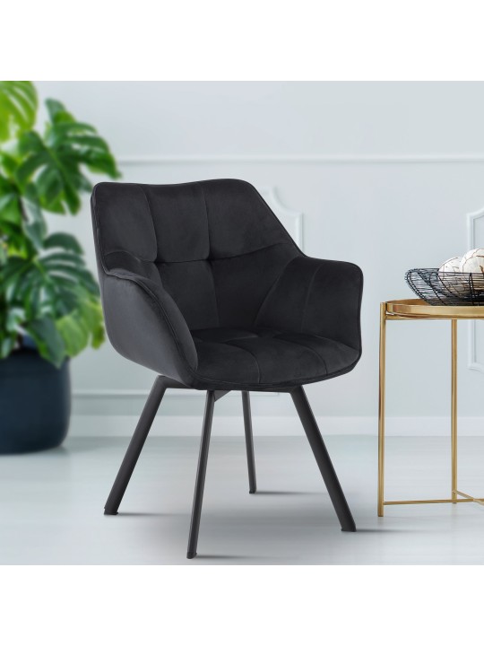 Spisestuestol Jordi fløjl, sort