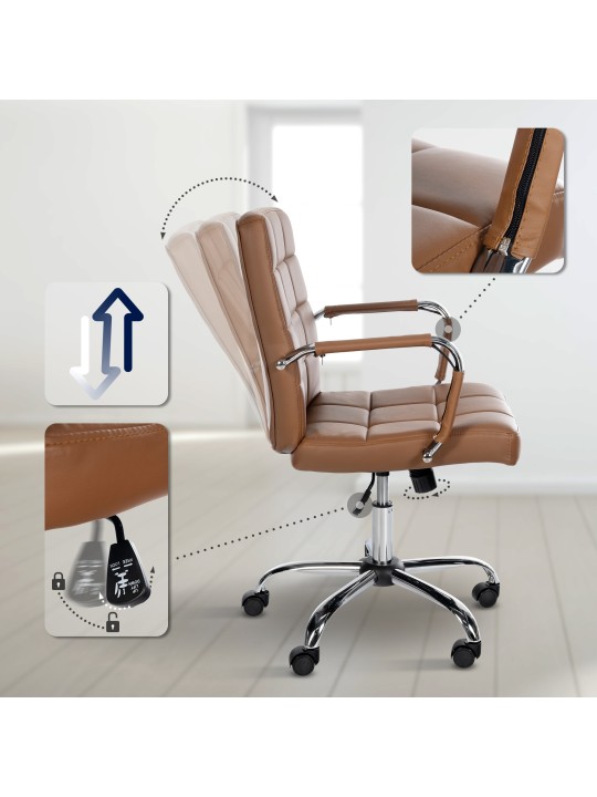 Arbejdsskammel Ashland imiteret læder, lysebrun