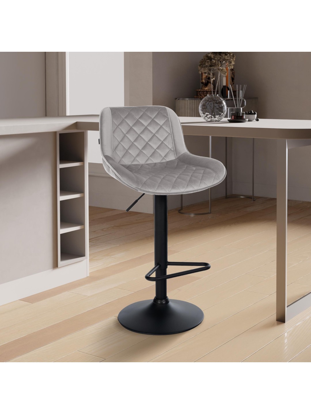 Barstol Kasson fløjl, grå