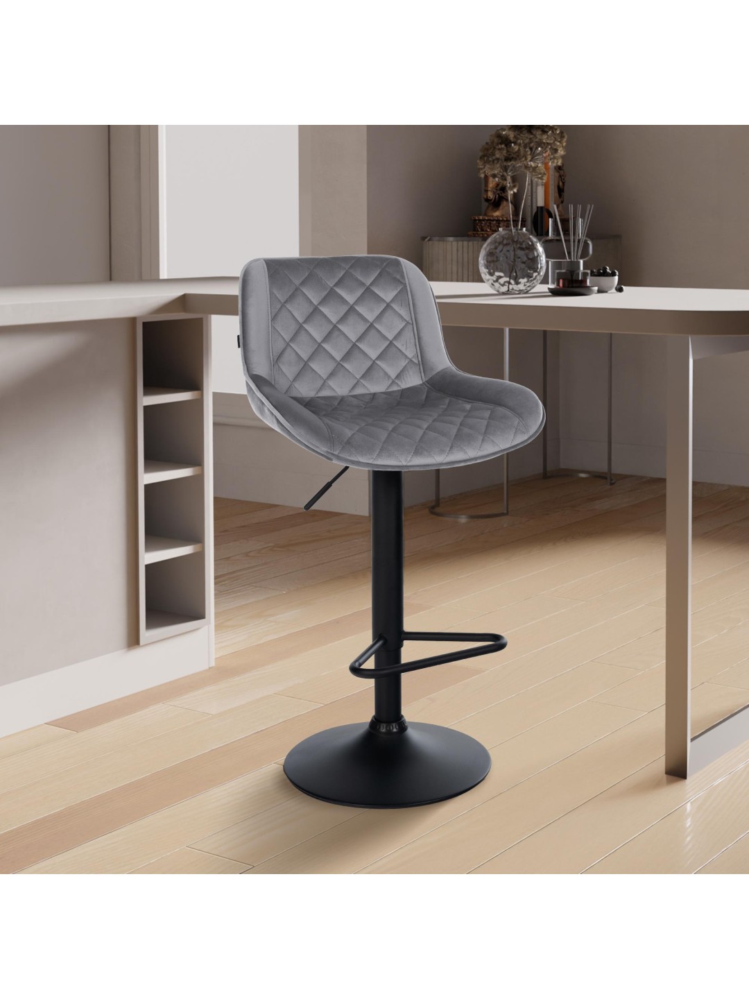 Barstol Kasson fløjl, mørkegrå