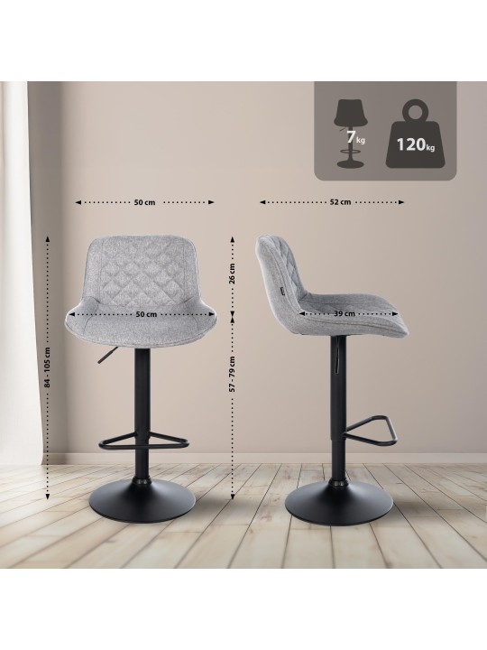 Barstol Kasson stof, grå