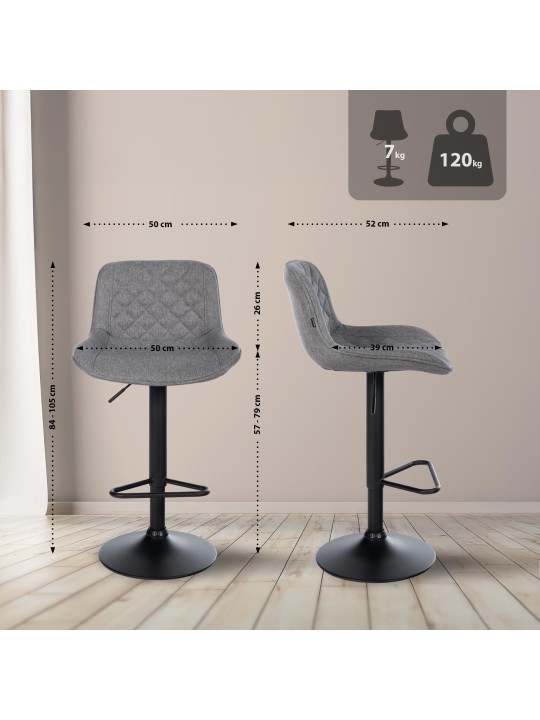 Barstol Kasson stof, mørkegrå Barstol Kasson stof, mørkegrå