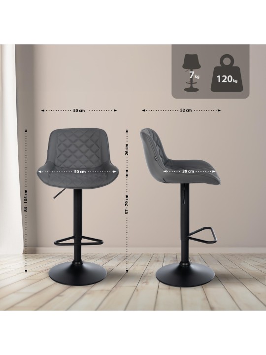 Barstol Kasson imiteret læder, grå