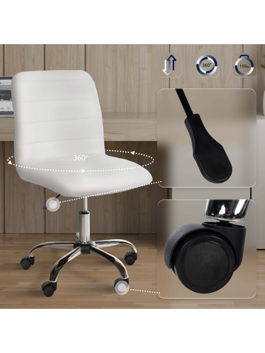 Arbejdsskammel Rød imiteret læder, hvid