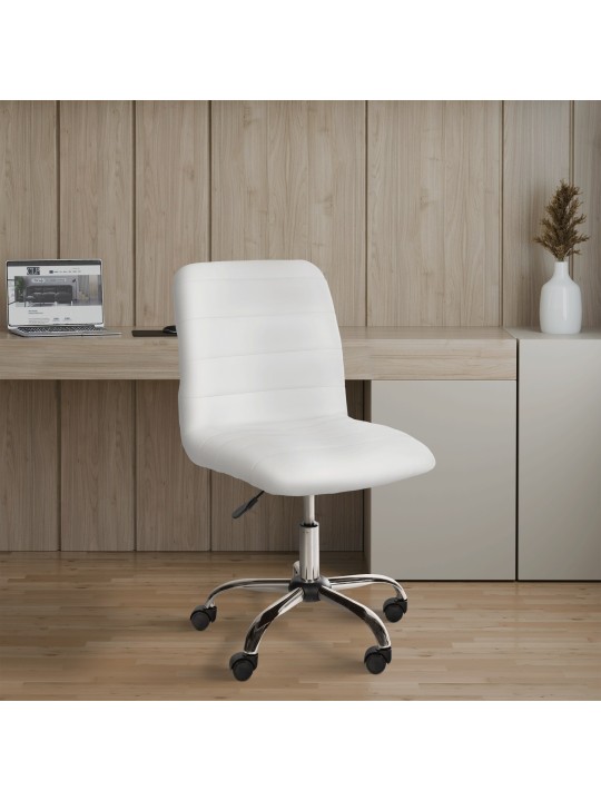 Arbejdsskammel Rød imiteret læder, hvid