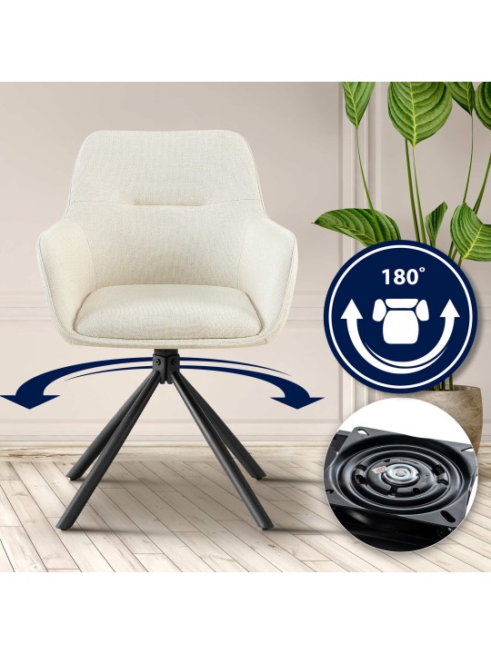 Sæt med 2 stole Tipton stof, creme