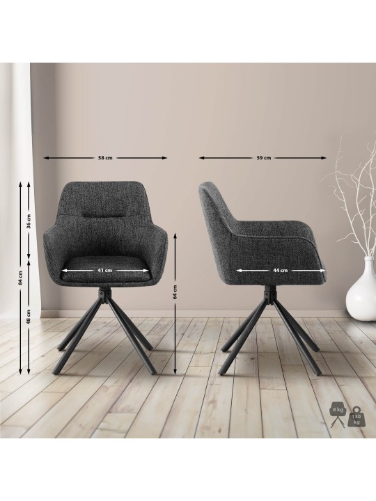 Sæt med 2 stole Tipton stof, mørkegrå Sæt med 2 stole Tipton stof, mørkegrå