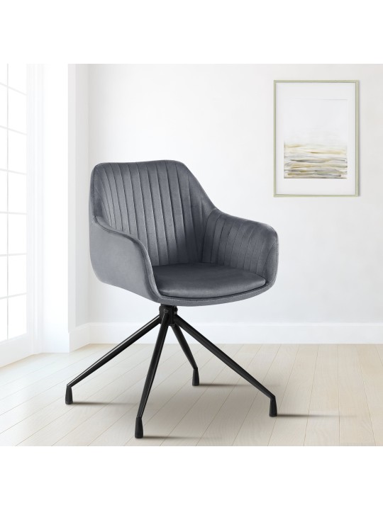 Sæt med 2 spisestuestole Welby velvet, mørkegrå Sæt med 2 spisestuestole Welby velvet, mørkegrå