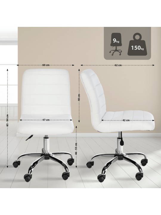 Arbejdsskammel Rød imiteret læder, hvid