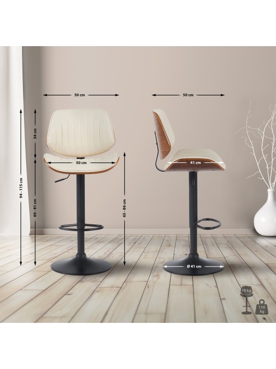 Sæt med 2 barstole Clawson imiteret læder, valnød/creme Sæt med 2 barstole Clawson imiteret læder, valnød/creme