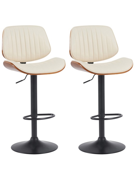 Sæt med 2 barstole Clawson imiteret læder, valnød/creme Sæt med 2 barstole Clawson imiteret læder, valnød/creme