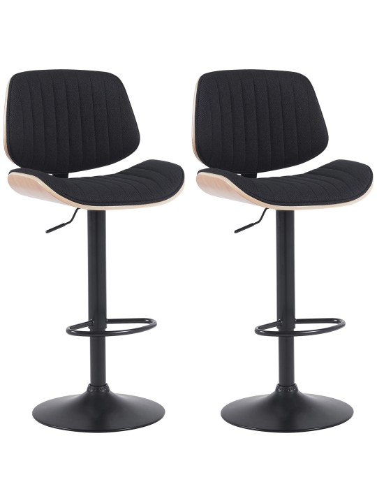 Sæt med 2 barstole Clawson stof, natur/sort