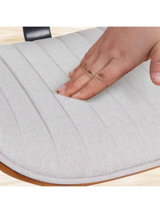 Sæt med 2 barstole Clawson stof krom, valnød/creme