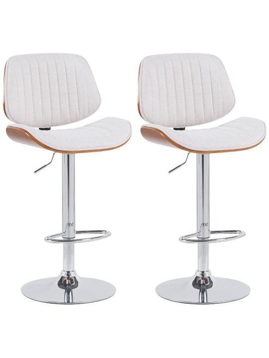 Sæt med 2 barstole Clawson stof krom, valnød/creme