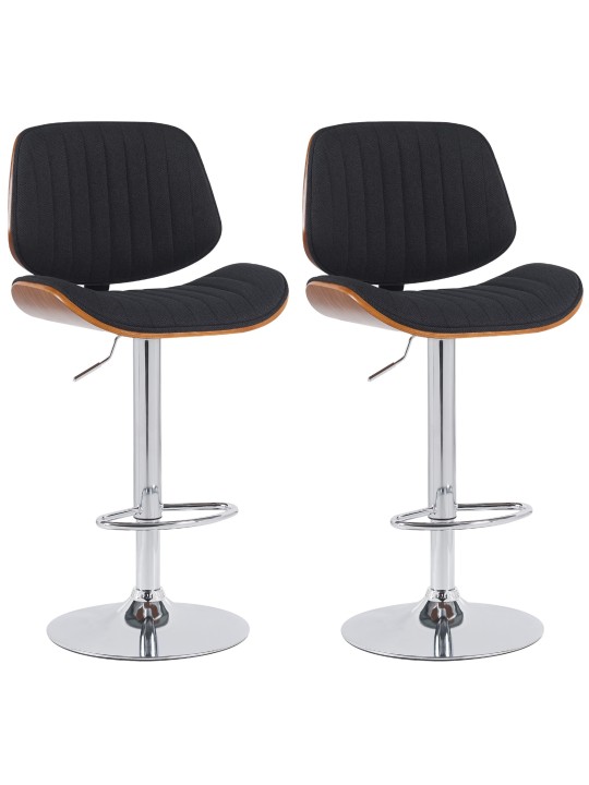 Sæt med 2 barstole Clawson stof krom, valnød/sort