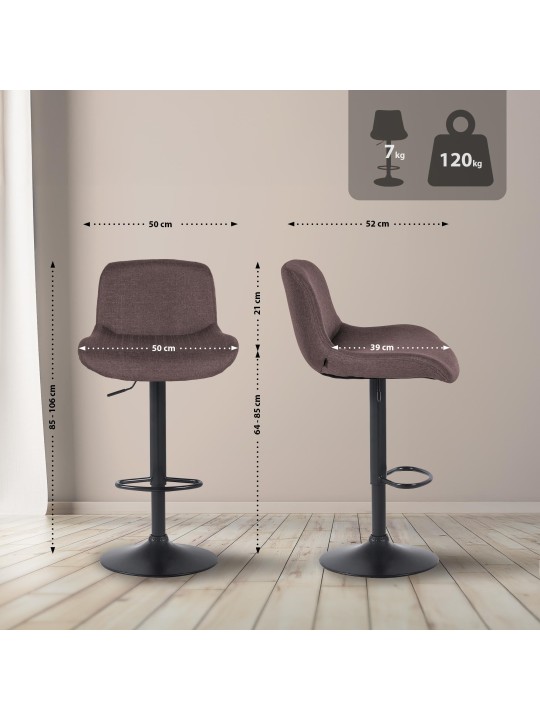 Sæt med 2 barstole Solon stof, mørkebrun Sæt med 2 barstole Solon stof, mørkebrun