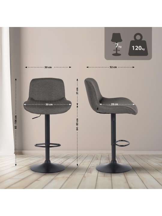 Sæt med 2 barstole Solon stof, mørkegrå Sæt med 2 barstole Solon stof, mørkegrå