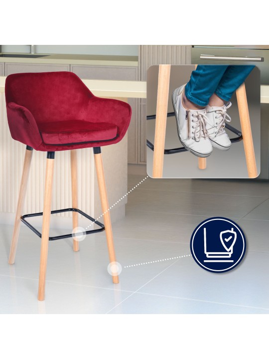 Barstol Grant velvet, rød