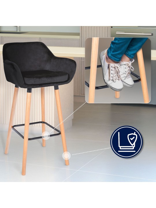 Barstol Grant velvet, sort