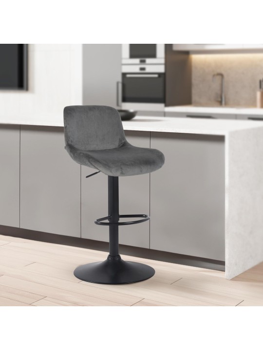 Sæt med 2 barstole Solon velvet, mørkegrå