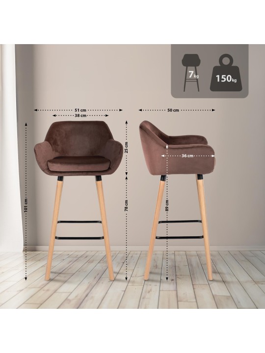 Barstol Grant velvet, kaffe