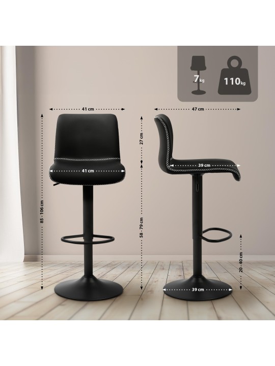 Barstol Henchy imiteret læder, sort