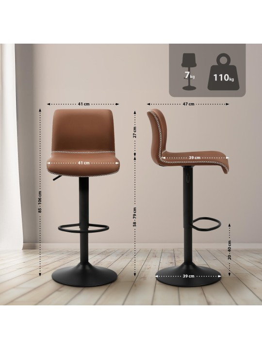 Barstol Henchy imiteret læder, brun Barstol Henchy imiteret læder, brun