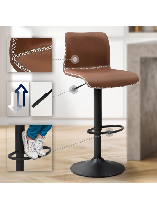 Barstol Henchy imiteret læder, brun Barstol Henchy imiteret læder, brun