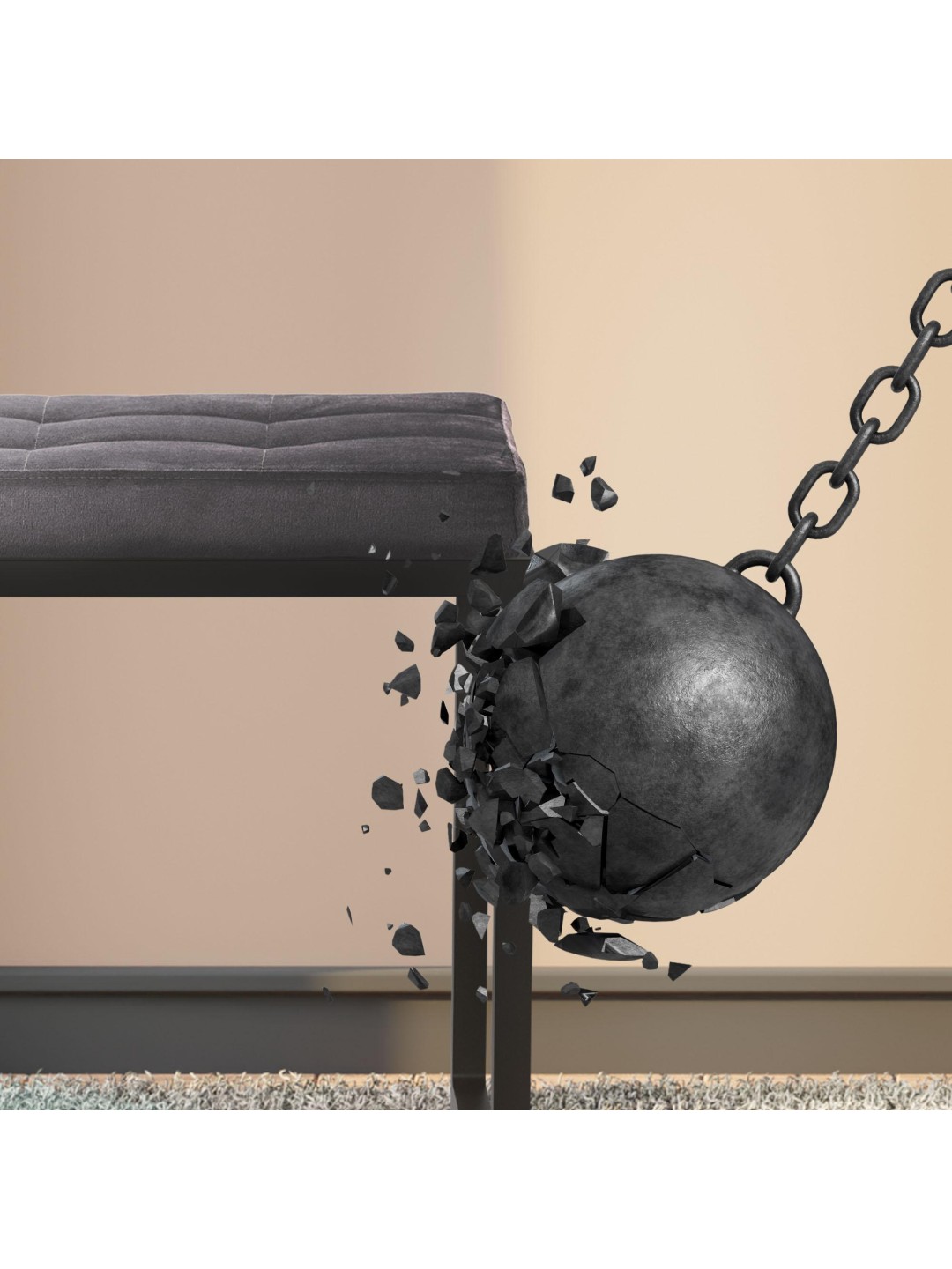 Barci B fløjlsbænk, mørkegrå