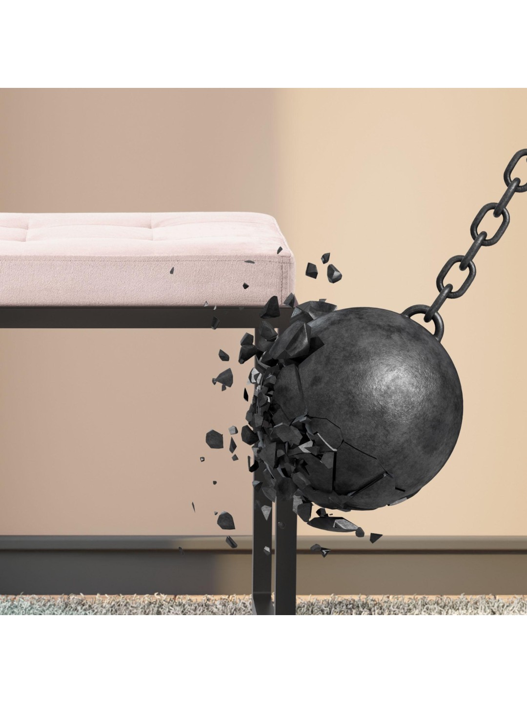 Barci B fløjlsbænk, lysegrå