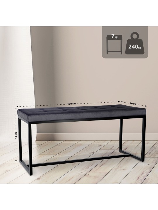 Barci B fløjlsbænk, sort