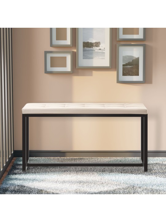 Bænk Barci B imiteret læder, creme